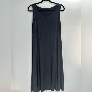 Eileen Fisher Womens Midi Dress Black Sleeveless Knit Stretch Minimalist PM